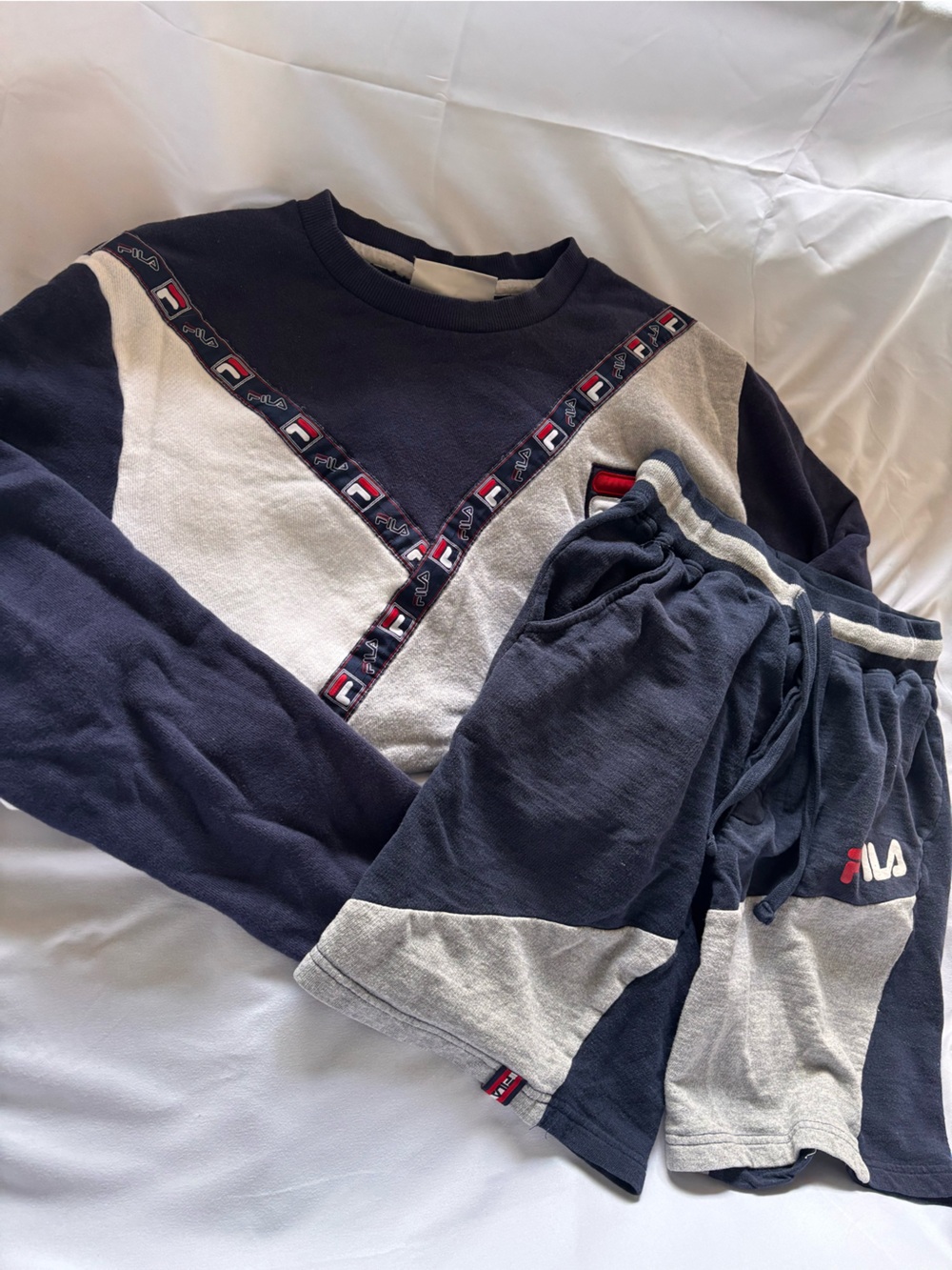 Fila Navy and Gray Logo-Trim Athletic Set